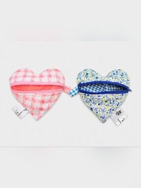 2 Heart Shaped Zipper Pouch Wallets Handmade